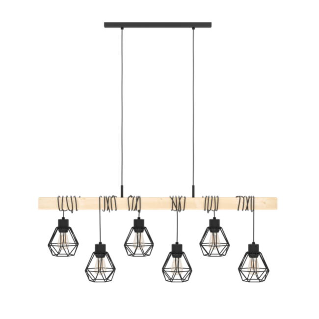 TOWNSHEND 5 Suspension E27 noir/bois 44076