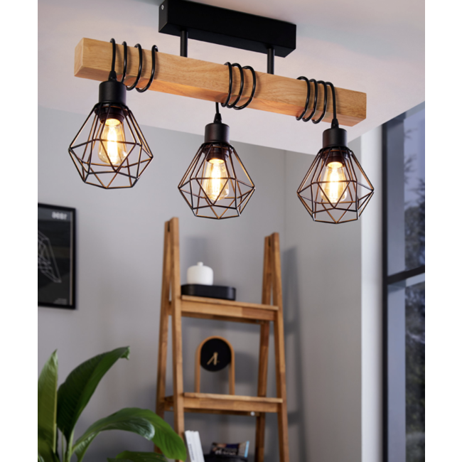 TOWNSHEND 5 Pendant lamp E27 black/wood 44074