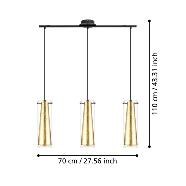 PINTO GOLD Hanglamp E27 zwart/goud 97652