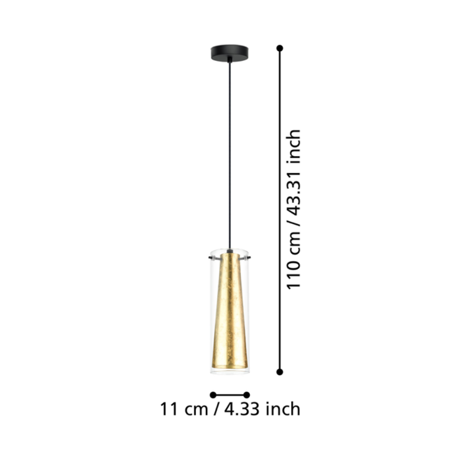 PINTO GOLD Hanging lamp E27 black/gold 97651