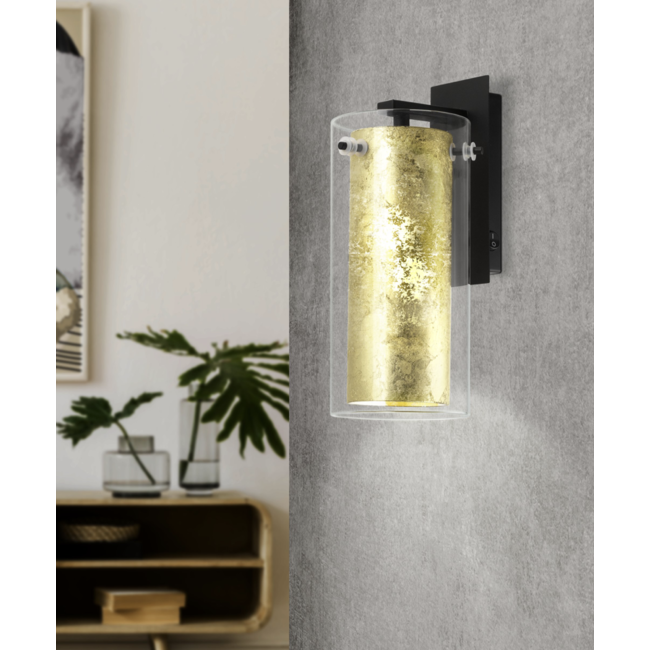 Applique PINTO GOLD E27 noir/or 97839