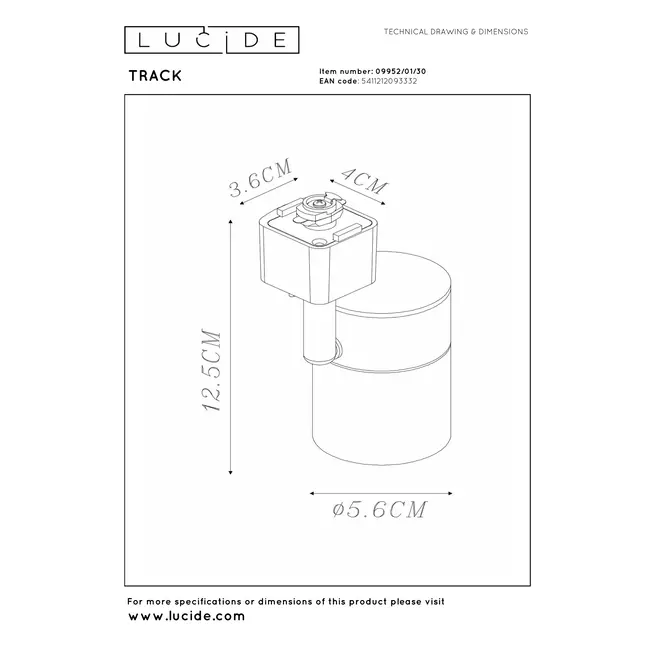 TRACK FLORIS Track spot - 1-phase Track system / Track lighting - 1xGU10 - Black - 09952/01/30
