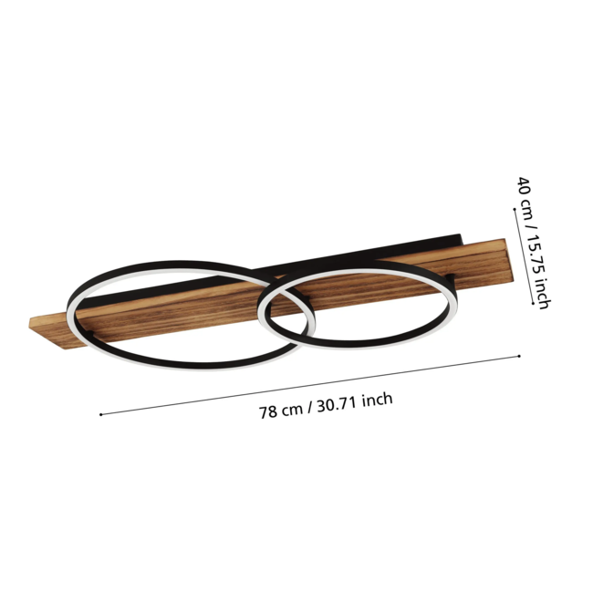 Plafonnier LED Boyal 99408 noir/bois
