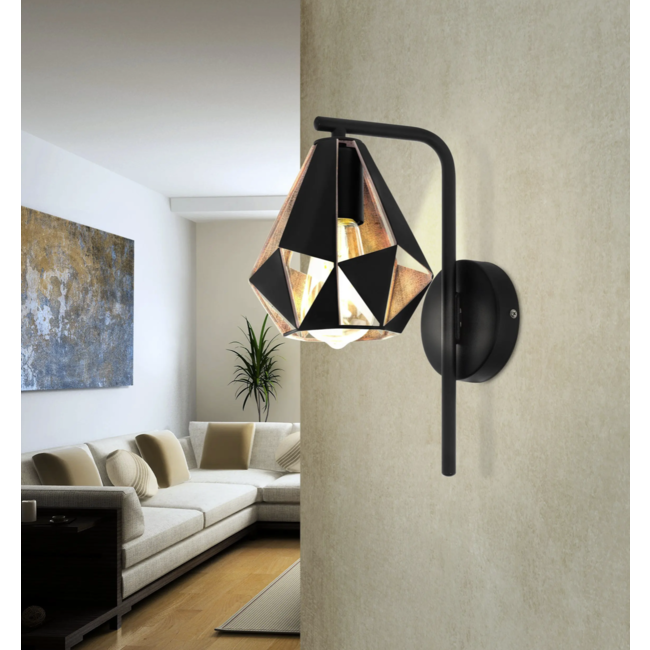 Wandlamp CARLTON 4 zwart/koper 43057