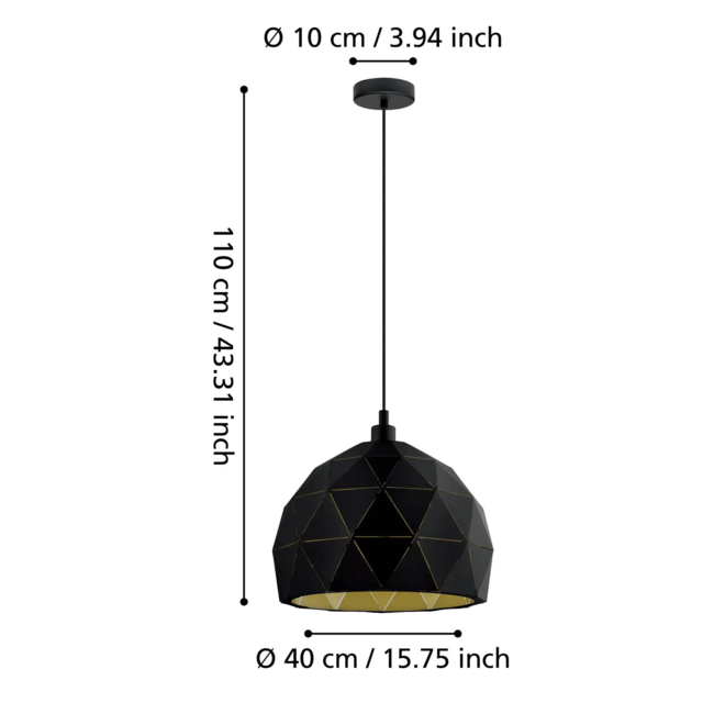 Suspension ROCCAFORTE noir/or 97841