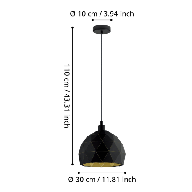 ROCCAFORTE hanglamp zwart/goud 97845