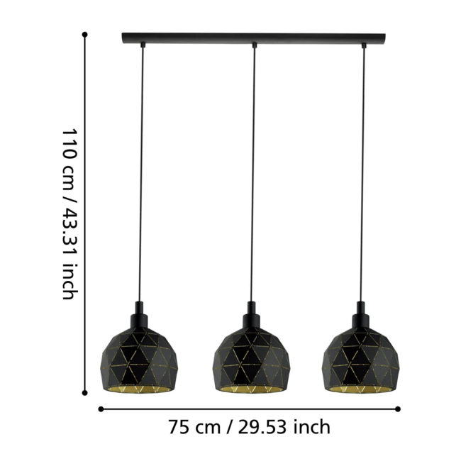 ROCCAFORTE hanglamp zwart/goud 97846