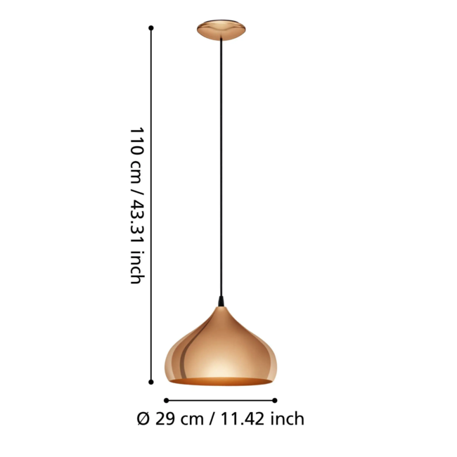 Lampe à suspension Hapton 49449 Cuivre