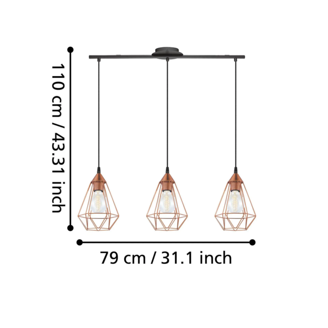 Lampe à suspension TARBES cuivre 94195