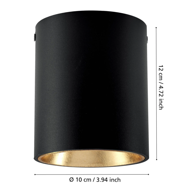 Led opbouwspot Polasso Zwart/Goud 94502