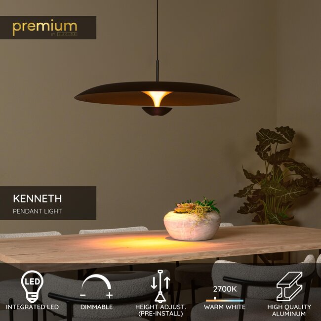 Suspension Premium KENNETH - Ø 80 cm - LED à intensité variable - 1 x 22 W 2700 K - Noir - 41412/80/30