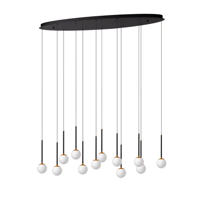 Premium CALINA - Hanglamp - LED Dimb. - CCT - 12x7W 2200K/3300K - Zwart - 24406/86/30