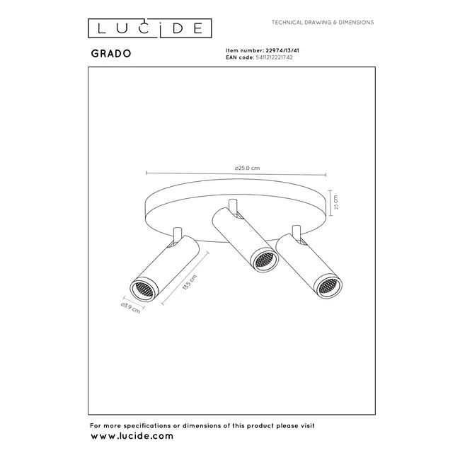 GRADO - Ceiling spotlight - Ø 25 cm - 3xGU10 (MR11) - Taupe - 22974/13/41