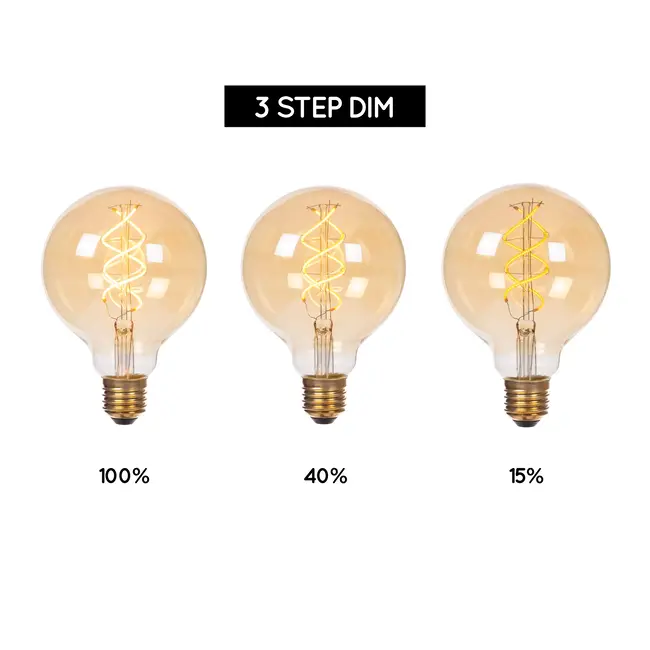 G95 - Filament lamp - Ø 9,5 cm - LED 3 StepDim (Memory) - E27 - 1x4,9W 2200K - Amber - 49032/95/62