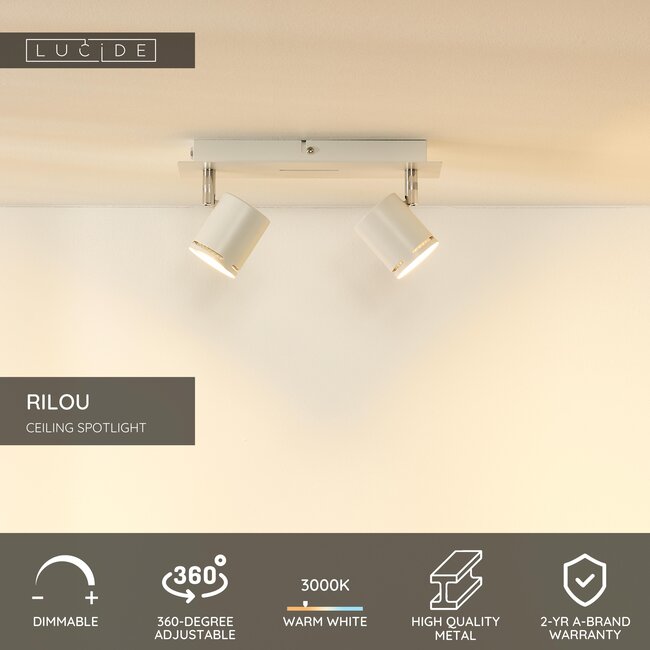 RILOU - Spot plafond - LED Dim. - GU10 - 2x5W 3000K - Blanc - 26994/10/31