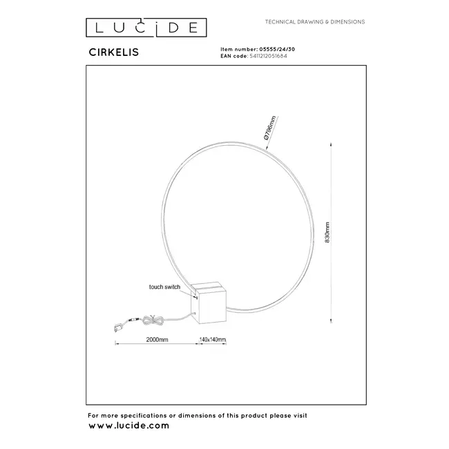 CIRKELIS - Lampe de table - Ø 83 cm - LED Dim. - 1x24W 3000K - Noir - 05555/24/30