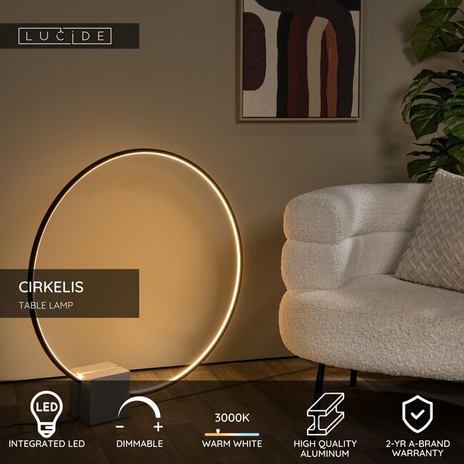 CIRKELIS - Tafellamp - Ø 83 cm - LED Dimb. - 1x24W 3000K - Zwart - 05555/24/30