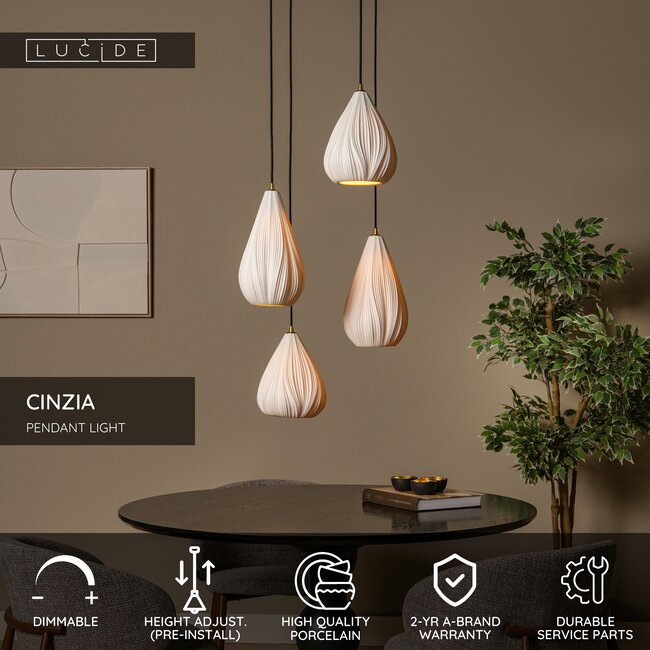 CINZIA - Pendant light - Ø 55,5 cm - 4xE27 - White - 13452/04/31