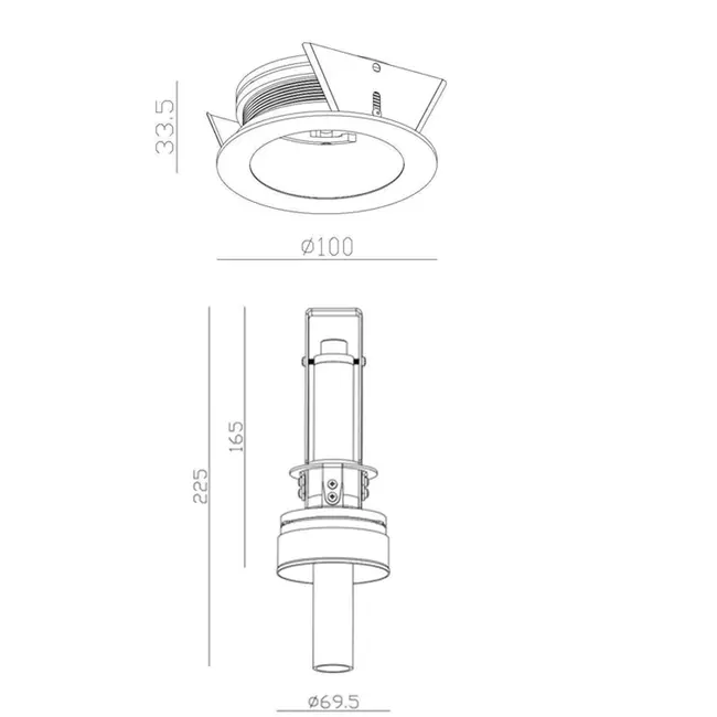 Sleekfit Pipe Inbouw Plafondspot Zwart Extra warm wit