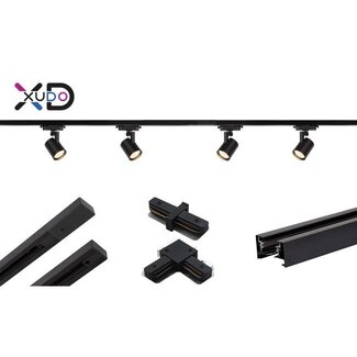 LioLights 2m railsysteem XUDO met 4 spots 1-fase zwart - OUTLET