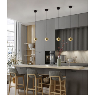 Nova Luce Conga pendant lamp - Ø 9.6 x 140 cm - Gold