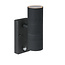 ARNE-LED IR - Wandspot / Wandlamp Binnen/Buiten - Ø 6,3 cm - LED - GU10 - 2x5W 2700K - IP44 - Beweging & dag/nacht sensor - Zwart - 14866/10/30