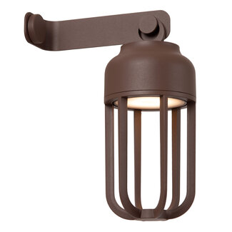 Lucide WELLS - Applique murale Rechargeable Intérieur/Extérieur - Batterie/Piles - Ø 10 cm - LED Dim. - CCT - 1x5W 2700K/4000K - IP54 - Rouille | Essential