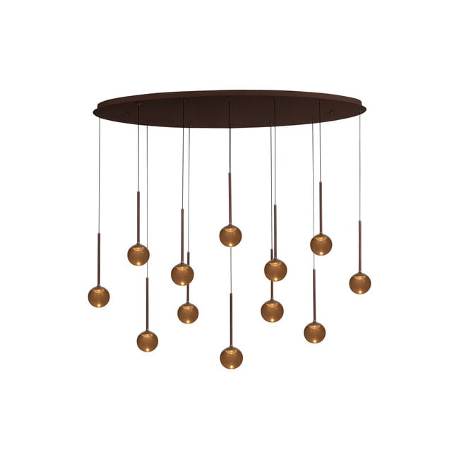 Suspension Premium CALINA - LED à intensité variable - Température de couleur - 12 x 7 W 2200 K/3300 K - Couleur café - 24406/86/96