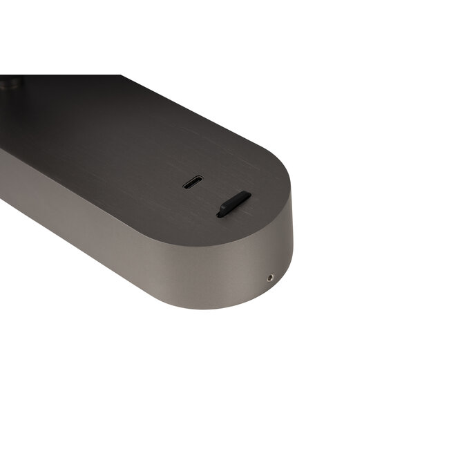 Premium MONTANA - Wandlamp - LED - CCT - 1x6,3W 2700K/4000K - Met USB oplaadpunt - Grijs ijzer - 68200/06/15