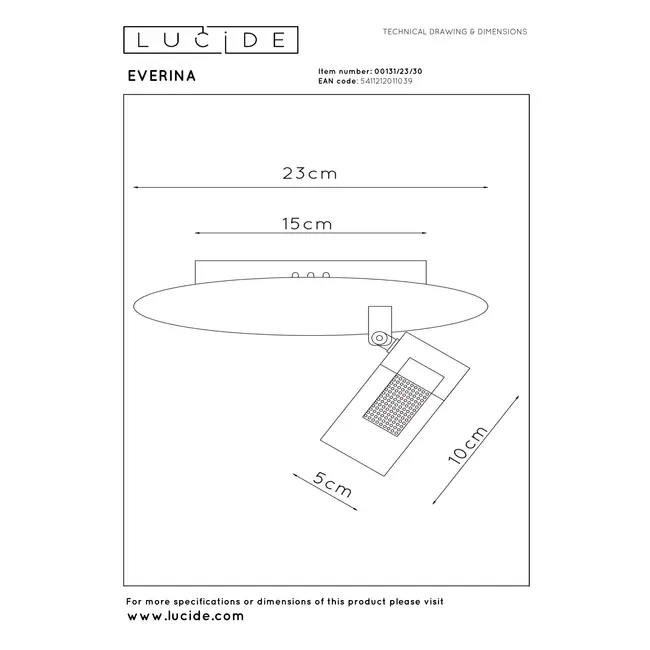 EVERINA - Plafonnière - Ø 23 cm - LED Dimb. - CCT - 2200K/6500K - Zwart | Essential - 00131/23/30