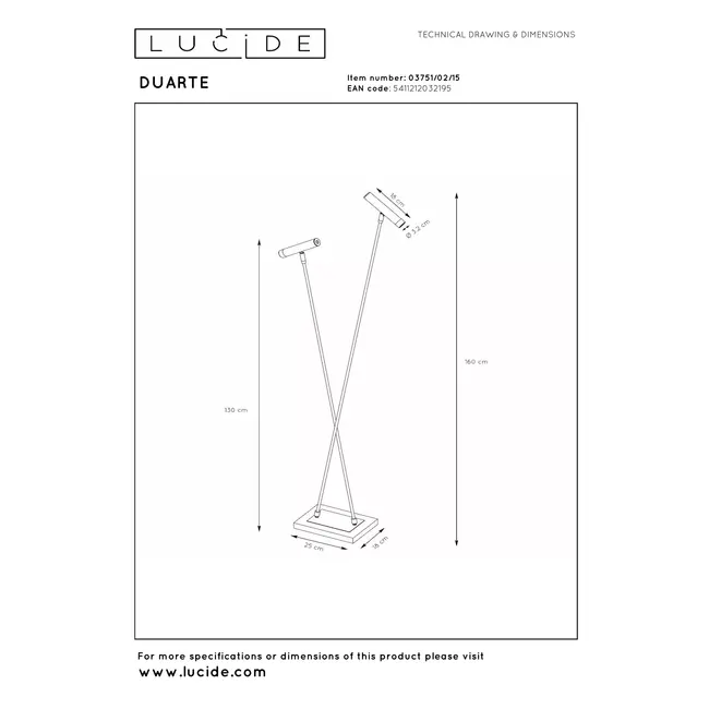 DUARTE - Vloerlamp - 2xG9 - Grijs ijzer | Vibes - 03751/02/15
