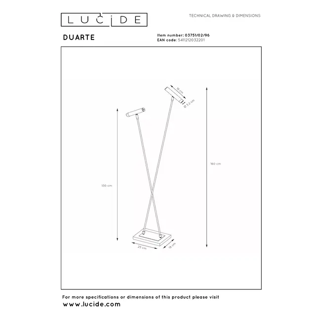 DUARTE - Floor lamp - 2xG9 - Coffee | Vibes - 03751/02/96