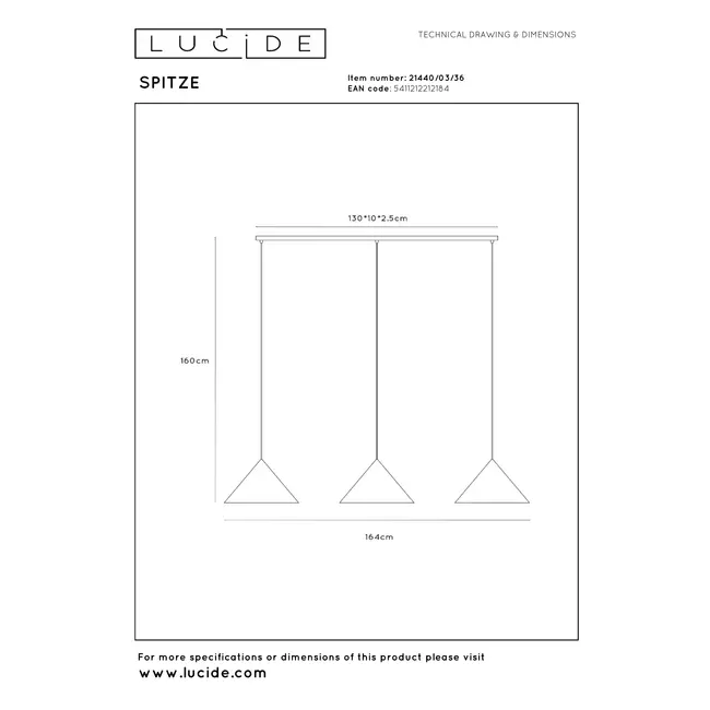 SPITZE - Hanglamp - 3xE27 - Grijs | Vibes - 21440/03/36