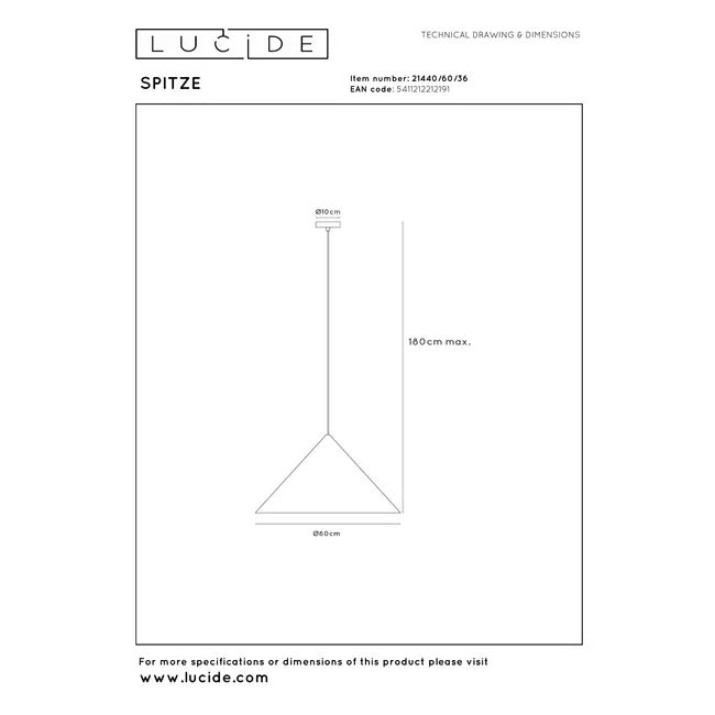 SPITZE - Hanglamp - Ø 60 cm - 1xE27 - Grijs | Vibes - 21440/60/36