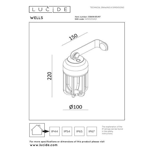 WELLS - Rechargeable Wall light Indoor/Outdoor - Battery pack - Ø 10 cm - LED Dim. - CCT - 1x5W 2700K/4000K - IP54 - Rust Brown | Essential - 33809/05/97