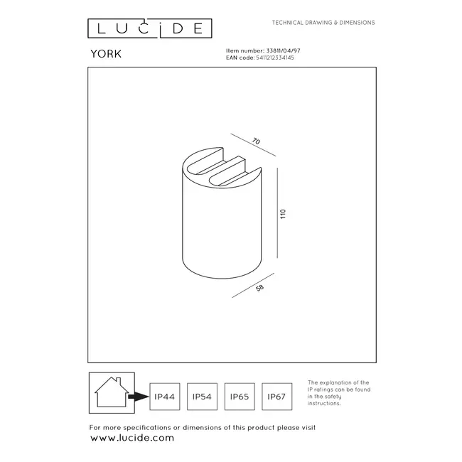 YORK - Spot mural / Applique mural Intérieur/Extérieur - LED - 4x1,2W 2700K - IP54 - Rouille | Essential - 33811/04/97