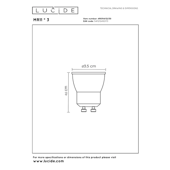 MR11 * 3 - Led lamp - Ø 3,5 cm - LED Dimb. - GU10 (MR11) - 3x3,8W 2700K - Zwart - Set van 3 - 49094/12/30