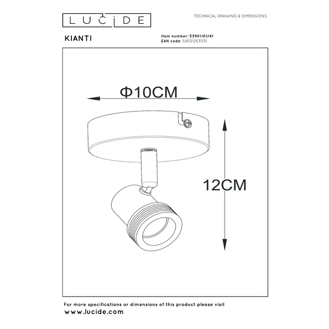 KIANTI - Plafondspot - Ø 10 cm - 1xGU10 - Taupe - 53901/01/41