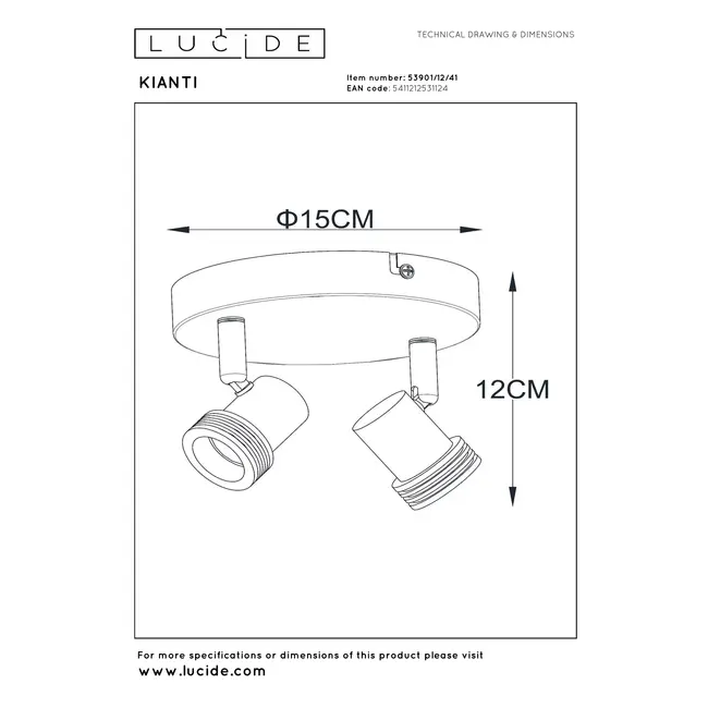 KIANTI - Plafondspot - Ø 15 cm - 2xGU10 - Taupe - 53901/12/41