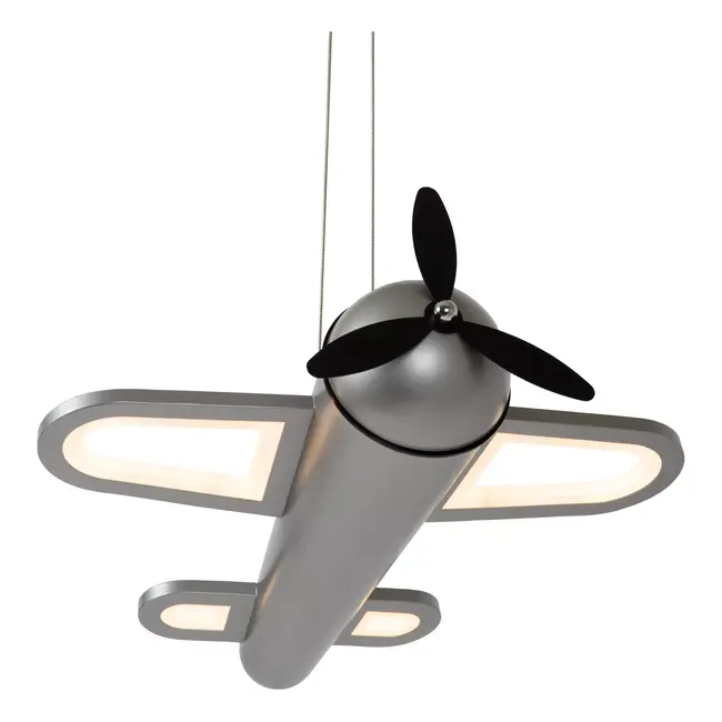 FOKKER - Hanglamp Kinderkamer - LED - 1x28W 2500K - Grijs ijzer - 77490/26/15
