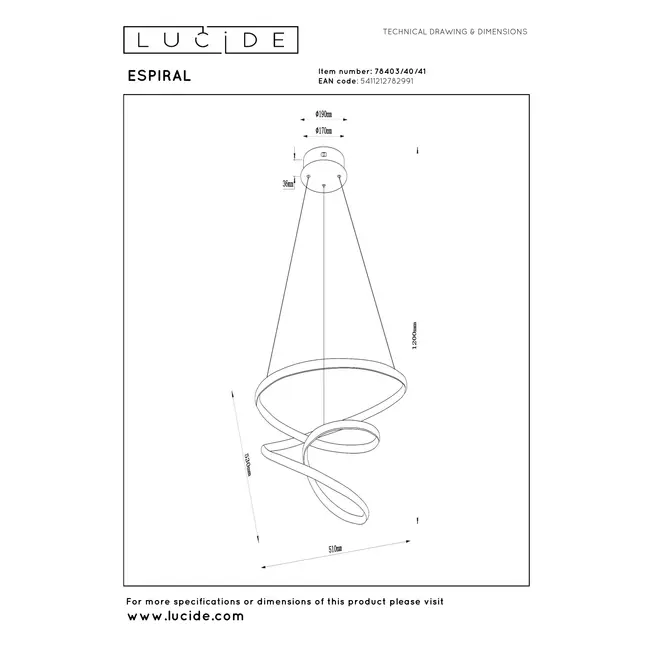 ESPIRAL - Pendant light - LED Dim. - CCT - 1x40W 2700K/4000K - Taupe | Essential - 78403/40/41