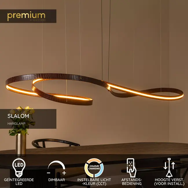 Premium SLALOM - Pendant light - LED Dim. - CCT - 1x80W 2200K/4000K - Coffee - 13493/68/96