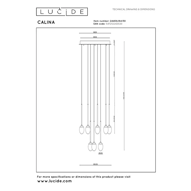 Premium CALINA - Hanglamp - Ø 69,9 cm - LED Dimb. - CCT - 12x7W 2200K/3300K - Zwart - 24406/84/30