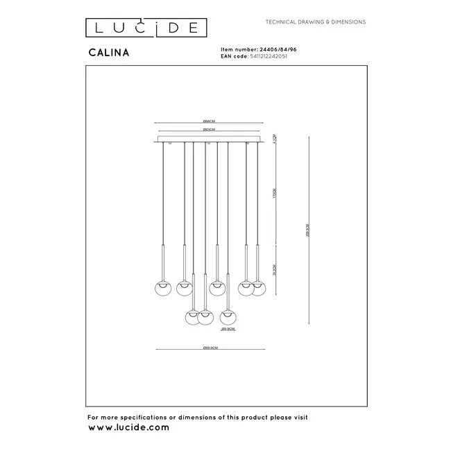 Premium CALINA - Suspension - Ø 69,9 cm - LED Dim. - CCT - 12x7W 2200K/3300K - Café - 24406/84/96