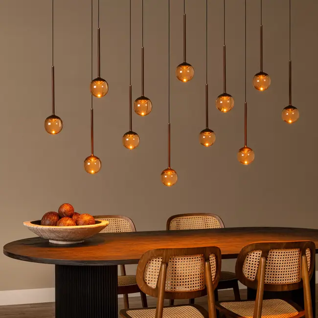 Premium CALINA - Hanglamp - LED Dimb. - CCT - 12x7W 2200K/3300K - Koffie - 24406/86/96