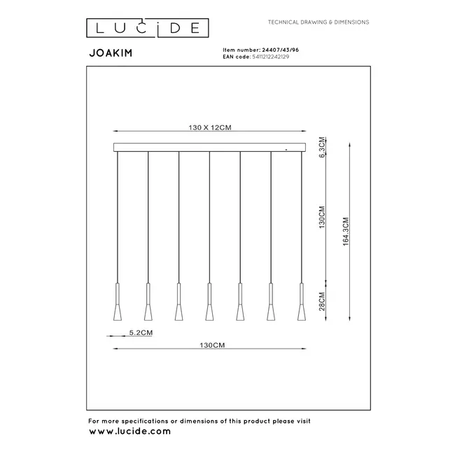 Premium JOAKIM - Suspension - LED Dim. - CCT - 7x6,2W 2700K/4000K - Café - 24407/43/96