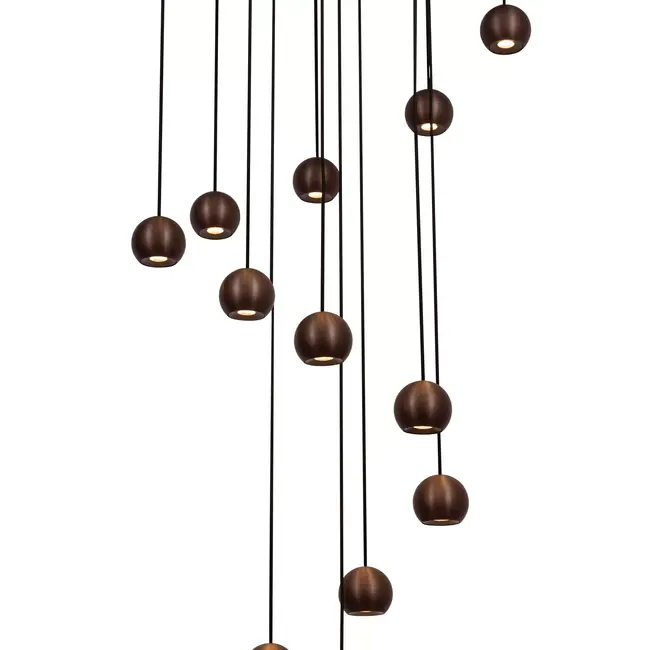 Suspension Premium MONTANA - LED à intensité variable - Température de couleur - 16 x 5,7 W 2700 K/4000 K - Couleur café - 68400/92/96