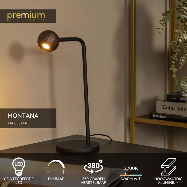 Premium MONTANA - Table lamp - LED Dimmable - 1x5W 2700K - Coffee - 68500/05/96