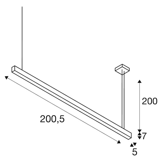 Suspension LED 2 m Glenos noir 1001406