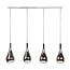 Hanglamp 4L silver drop glass
